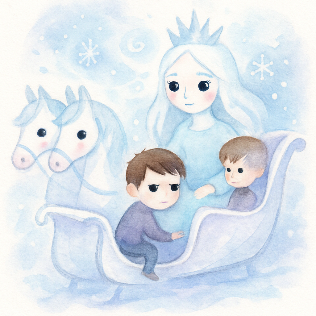 눈의 여왕이 카이를 데려가는 장면